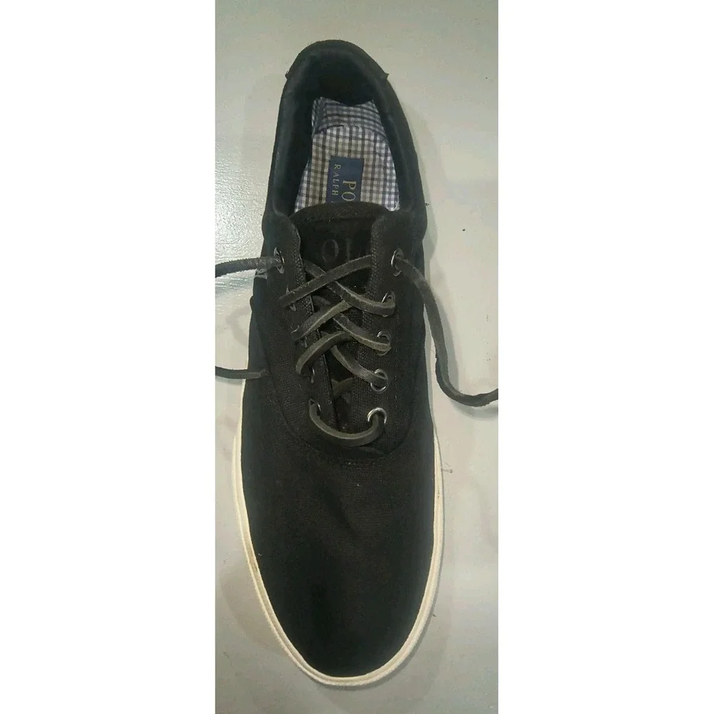 Polo Ralph Lauren Vaughn Canvas Suede Shoes Men's 10 D Boat Comfort Black